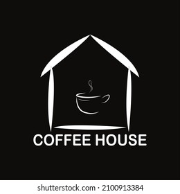 vector illustration of a coffee house in a simple style, suitable for brand label emblem stickers