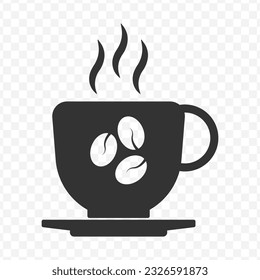 Vector illustration of coffee icon in dark color and transparent background(PNG).