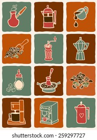 Vector illustration coffee icons set.