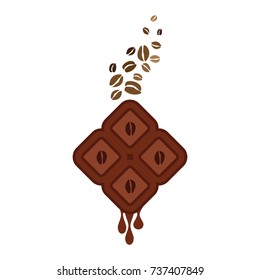 vector illustration of coffee infused chocolate bar for emblems and labels 