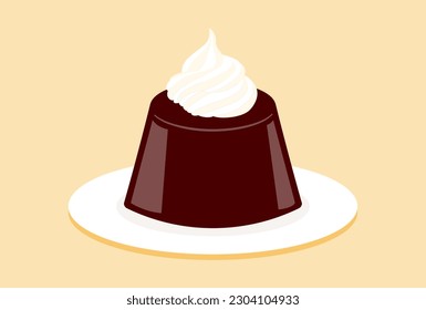 vector illustration of a coffee jelly on a plate for banners, cards, flyers, social media wallpapers, etc.