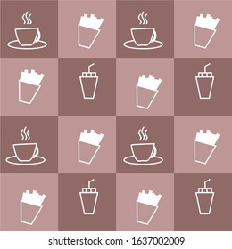 Vector illustration of coffee, juice and French fries. good of food and drink background and pattern