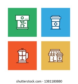 VECTOR ILLUSTRATION OF COFFEE LINE ICON SET