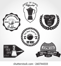 Vector Illustration of Coffee Logo for Design your Restaurant, Website, Background Banner. Set Label cafe Menu Template