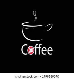 Vektorgrafik des Kaffeezeichens und des Bildes der noch auf dem Blatt befindlichen Kaffeebohne, geeignet für Markenzeichen von Webbannern