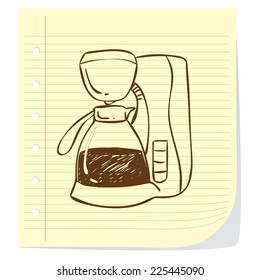 Vector illustration of coffee machine in doodle style