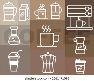 vector illustration of coffee machines icon set
