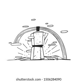 Vector illustration - Coffee maker, moka express, simple, hand drawing