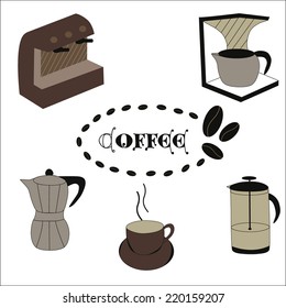 Vector illustration of coffee making in colors