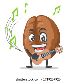 vector illustration of coffee mascot or character playing guitar