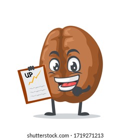 vector illustration of coffee mascot or character presentation with clipboard