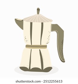 Vector illustration of coffee moka pot. Hand drawn art.