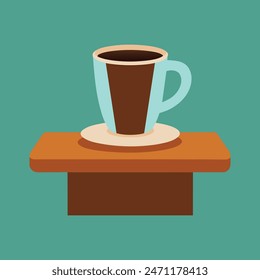 Vector illustration of a coffee mug or a coffee cup on the table.