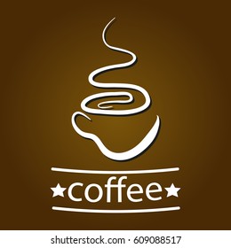 Vector illustration of coffee mug and fragrance, as retro logo.