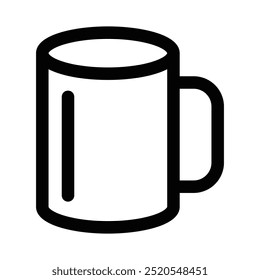 Vector illustration of a coffee mug icon, ideal for breakfast, beverages, and kitchenware designs. Editable stroke.
