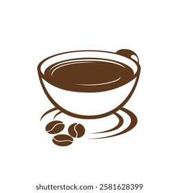 A vector illustration of a coffee mug with steam, perfect for café branding, digital designs, and morning-themed graphics. Ideal for web and print use.