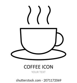 Vector illustration with coffee. Outline icon.