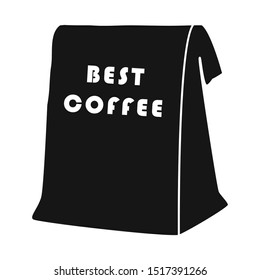 Vector illustration of coffee and pack symbol. Web element of coffee and bag vector icon for stock.
