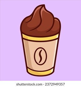 Vector Illustration of Coffee in Paper Cup in Cartoon Flat Style.