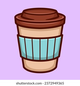 Vector Illustration of Coffee in Paper Cup in Cartoon Flat Style.