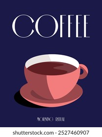 Ilustração vetorial. Café, cartaz, faixa, cartão postal, capa. Comida e bebidas. Café da manhã.