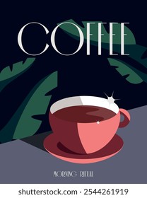 Ilustração vetorial. Cartaz de café, faixa, cartão postal, capa. Design moderno.