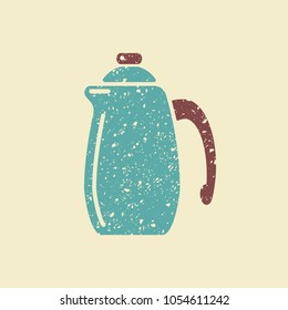 Vector illustration with coffee pot. Flat icon