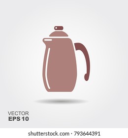 Vector illustration with coffee pot. Flat icon