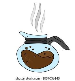 Vector illustration of a coffee pot with hot coffee.