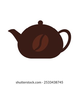 Vector illustration of a coffee pot in solid cartoon style. Coffee-themed event, a cafe menu element, a coffee shop advertisement, a coffee-related blog post. Barista equipment