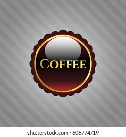 Vector Illustration of Coffee red shiny badge in maroon color

