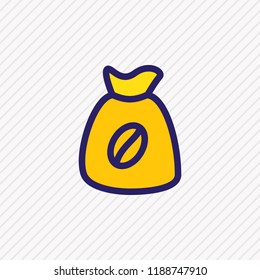 Vector illustration of coffee sack icon colored line. Beautiful coffee element also can be used as harvest icon element.