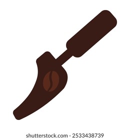 Vector illustration of a coffee scoop in solid cartoon style. Turkish coffee. Coffee-themed event, a cafe menu element, a coffee shop advertisement, a coffee-related blog post. Barista equipment