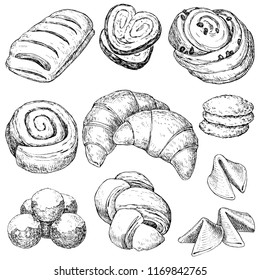 vector illustration coffee set attributes eps 8 ink pen drawing