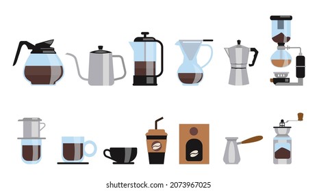 vector illustration of coffee set collection