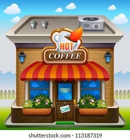 Vector illustration of coffee shop icon