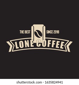 
Vector illustration of coffee shop logo with banner or ribbon and simple serif font. Vector design elements, logos, identity, labels, badges and other branding objects