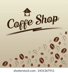 Vector illustration of coffee shop. Pattern coffe for bussines. Free space