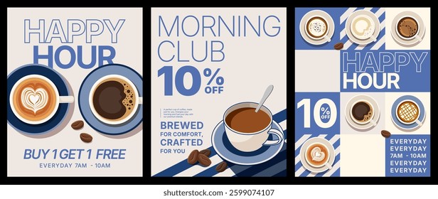 Vector illustration of Coffee Shop poster minimal and modern design, food and drink concept, menu template and mockup design, coffee cup of espresso, sale and promotion
