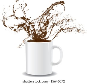 Vector illustration of coffee splashing out of a mug