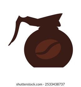 Ilustración vectorial de una boquilla de café en estilo de dibujos animados sólidos. Café turco. Evento con temática de café, un elemento de menú de café. Café Latte, Espresso, Americano, Capuchino, Flat, Mocha, Irlandés, Turco