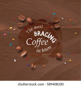 Vector illustration of a coffee stain, streaks.