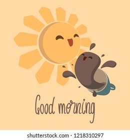 vector illustration of coffee and sun