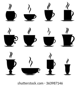Vector illustration of coffee and tea cups. 