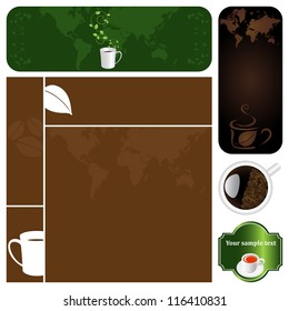 Vector illustration: Coffee & tea graphic design elements for cards & background (Part 10)