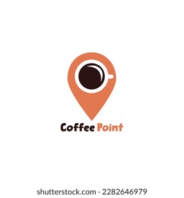 Vector illustration of Coffee and tea location. Simple icon in red color on White background.