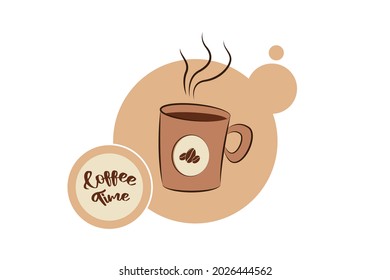 Vector illustration of coffee time with a cup of hot coffee