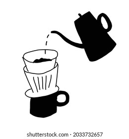 vector illustration of coffee time. A coffee pot and a coffee cup.