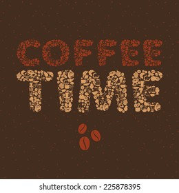 Vector illustration Coffee Time shape dessert pattern with cafe and food objects. Flat style