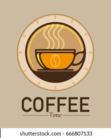 Vector Illustration Coffee Time Symbol Stock Vector (Royalty Free ...